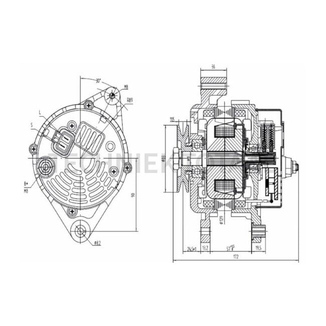 HELLA Generator 14 V / 90 A, poelie-Ø 83 mm, 1 groef | 8EL 015 643-431