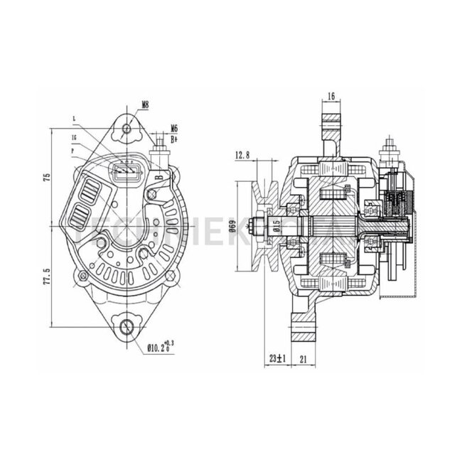 HELLA Generator 14 V / 40 A, Riemenscheibe-Ø 69 mm John Deere 3036E, 3720 | 8EL 015 643-391, LVA12357
