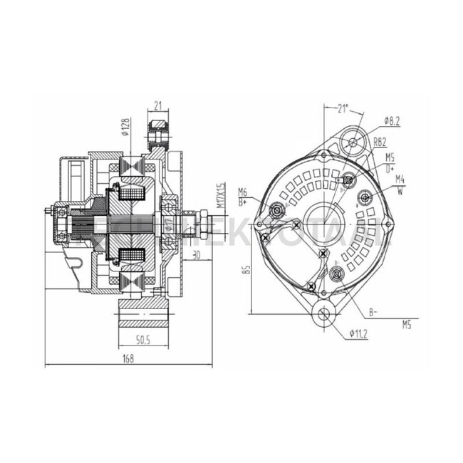 HELLA Generator 14 V / 70 A zonder poelie | 8EL 015 643-381