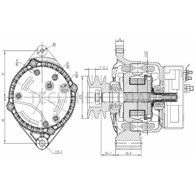 HELLA Generator 14 V / 120 A, poelie Ø 79 mm, 2 groeven | 8EL 015 643-291