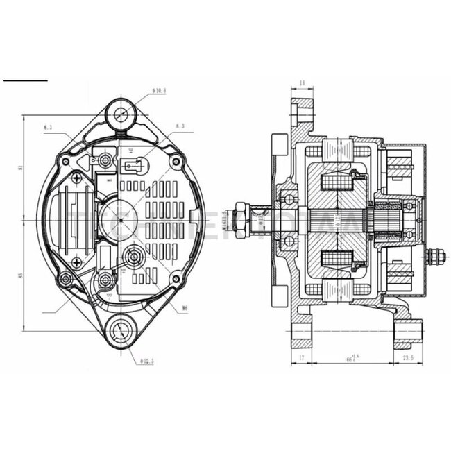 HELLA Generator 14 V / 70 A zonder poelie | 8EL 015 643-111, 2.9439.420.0/10, 2.9439.570.0, 294394000, 395250A1