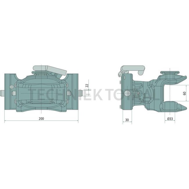 Sauermann Anhängerkupplung Schienenbreite 200 mm, Sicherungsbolzen Ø 22 mm, 2000 kg | C99991220