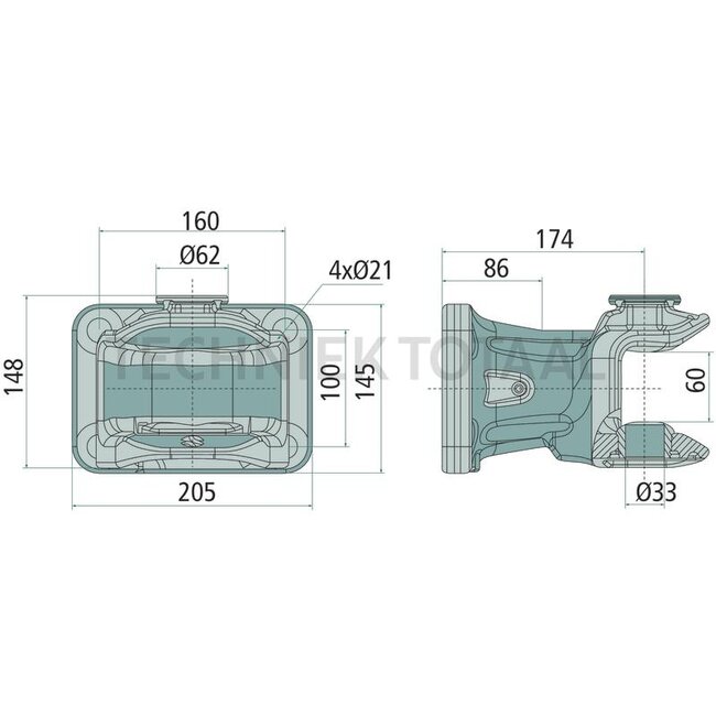 Sauermann Flenskoppeling John Deere groen pen 31 mm, 160 x 100 mm, M21, 97,1 kN | S02 1600 1