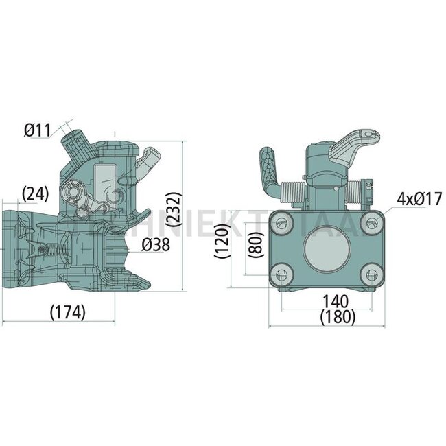 Sauermann Flanschkupplung Bolzen 31 mm, 140 x 80 mm, M17, 2000 kg, Tiefmaul | S01 1431 1