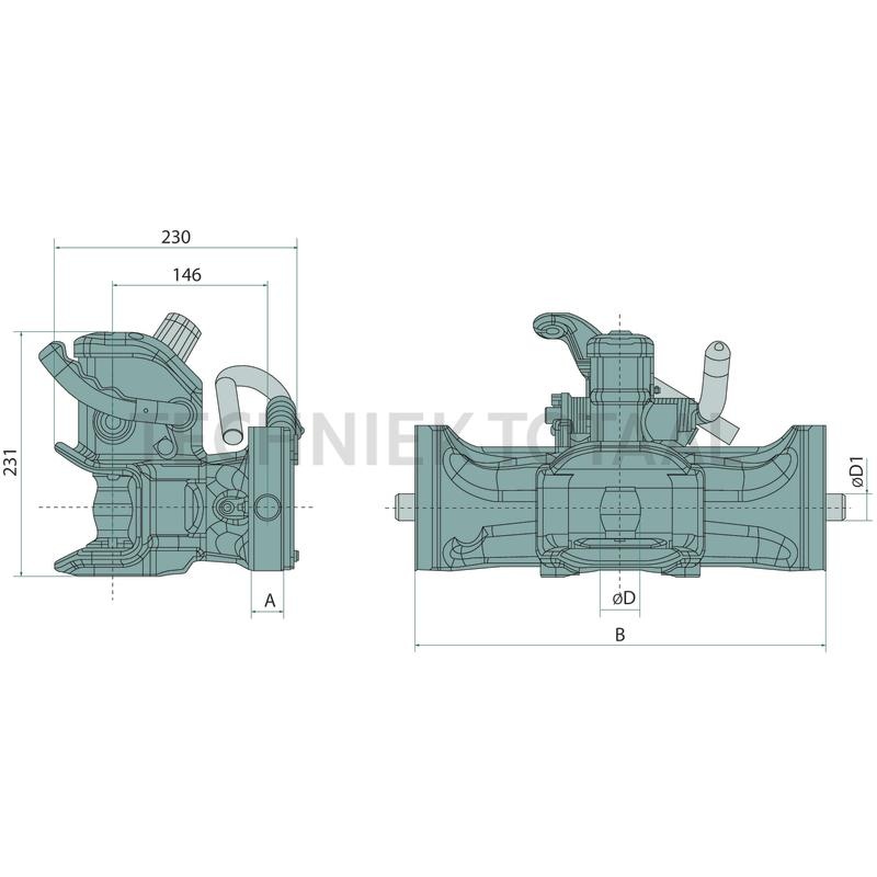 Sauermann Aanhangerkoppeling rail 390 mm, koppelpen 38 mm, 120,9 kN, AGCO grijs | FG945500070311, foto 2 van 2