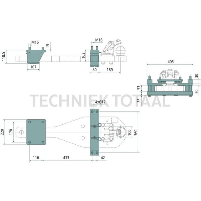 Scharmüller Retrofit kit drawbar John Deere 6R 110 - 185