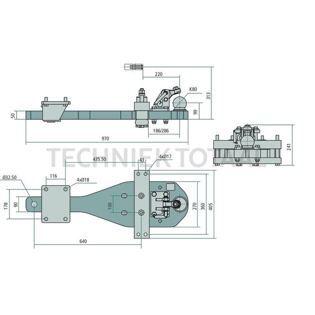 Scharmüller Support plates ball 80, 970 x 270 mm, thickness 50 mm, 83 kN | 00.960.383.0-SET, 00.960.383.0-SET-A17