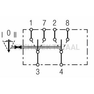 GRANIT Rocker switch I->0<-II, 6 connections