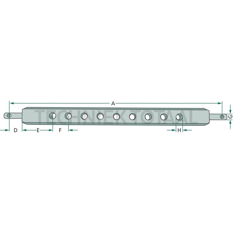 Scharmüller Ackerschiene gatenbalk categorie 2, 875 mm, 80 x 35 mm, 5 gaten | 02.470.002-A34, foto 2 van 2