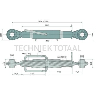 GRANIT Mechanischer Oberlenker cat. 1/19-1/19, 360 - 505 mm, M27 x 3