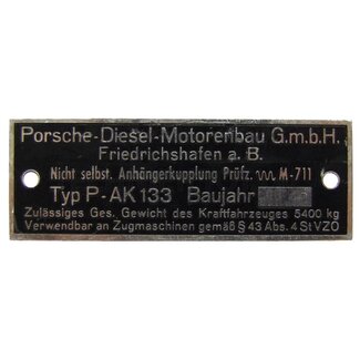 . Type plate trailer coupling Porsche Diesel