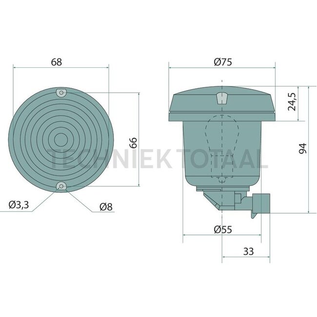 Cobo Frontlamp rechts/links Ø 75 mm, R10W, IP65 IP67, ECE - 2 Stück