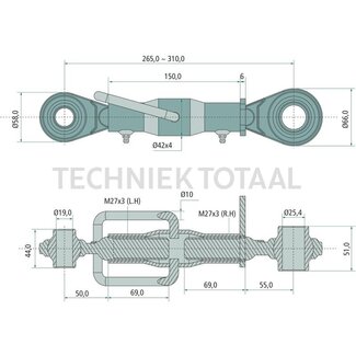GRANIT Mechanischer Oberlenker Standard Kat. 1/2, 265 - 310 mm, M27 x 3
