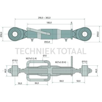 GRANIT Mechanischer Oberlenker standard cat. 1/1, 290 - 365 mm, M27 x 3