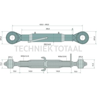 GRANIT Mechanischer Oberlenker standard cat. 2/2, 420 - 600 mm, M30 x 3