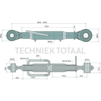 GRANIT Mechanische topstang standaard cat. 1/2, 385 - 540 mm, M27 x 3