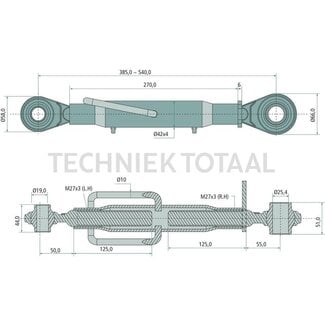 GRANIT Mechanischer Oberlenker standard cat. 1/2, 385 - 540 mm, M27 x 3