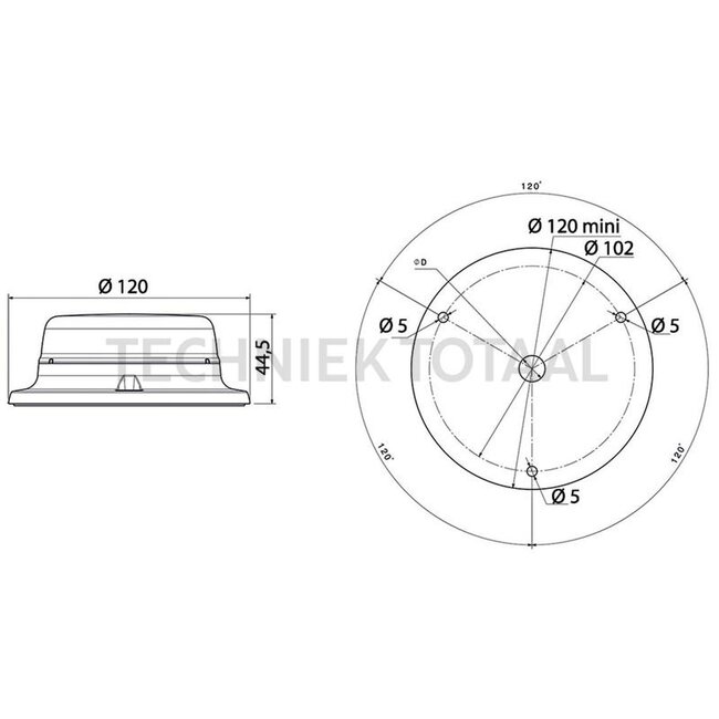 Vignal LED flitslamp ATLASSINO oranje Ø 120 mm, 10 - 30 V