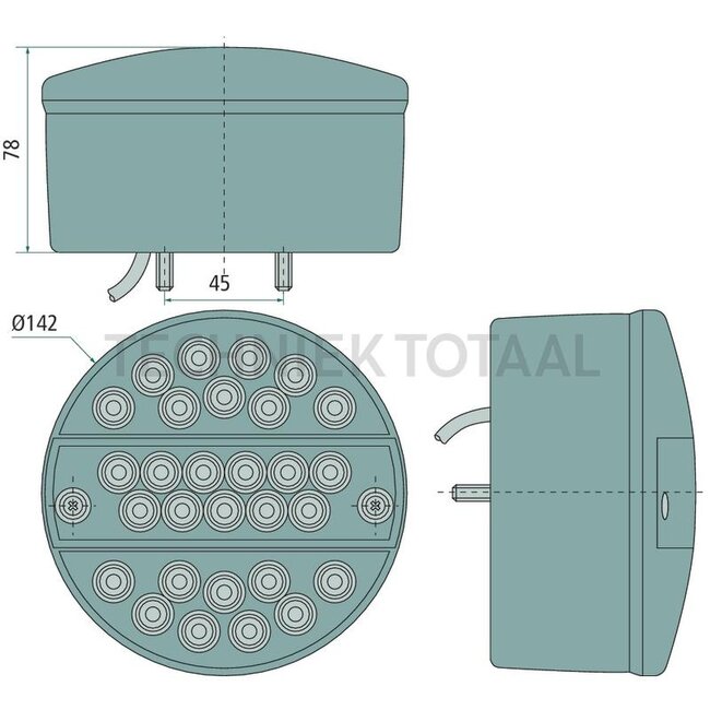GRANIT Rückleuchte LED Ø 142 mm, 12 / 24 V, remlicht, richtingaanwijzer