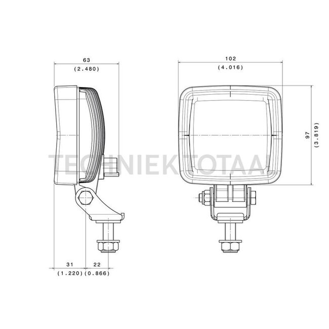 Vignal LED werklamp 29 W, 2000 lm, 12 / 24 V, 102 x 97 x 63 mm