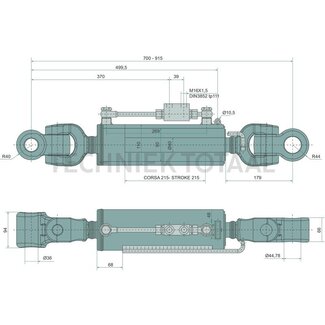 CBM Hydraulic top link cat. 4/36 - 4/45, 700 - 915 mm, stroke 215 mm