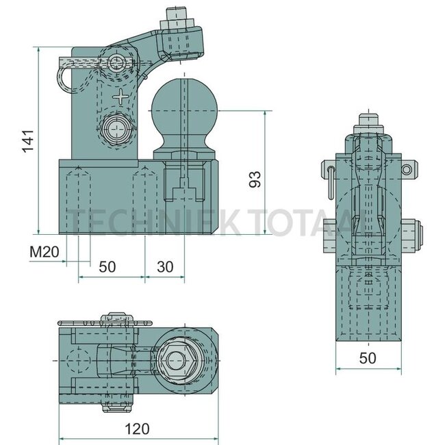 Scharmüller Forced steering K50 right, 141 x 120 x 50 mm, M20 | 02.481.3051-A02