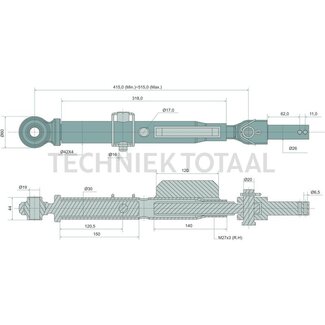 GRANIT Stabilisator verstelbaar 415-515 mm, oog Ø 19 mm, aansluiting Ø 26 mm