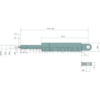 Stabilus Gasdrukveer 500 N, 171,5 - 228 mm, slag 60 mm