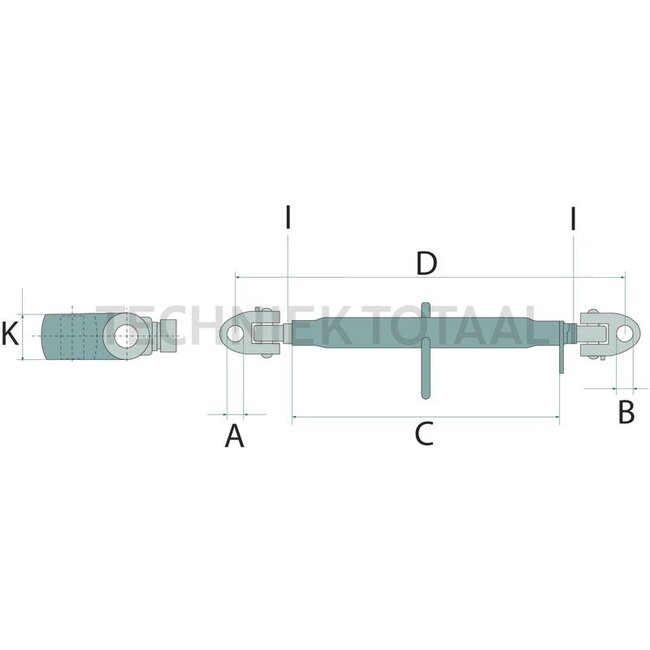 GRANIT Mechanische topstang gaffelkop M42 x 3, 730 - 980 mm, cat. 4/3 | RE278964