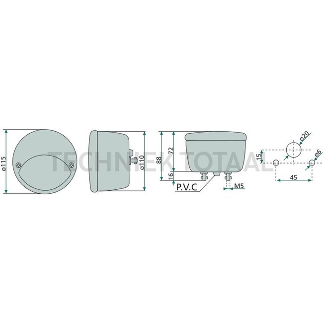 Cobo Knipper-breedtelicht rond Ø 115 x 72 mm, links / rechts | 1010775