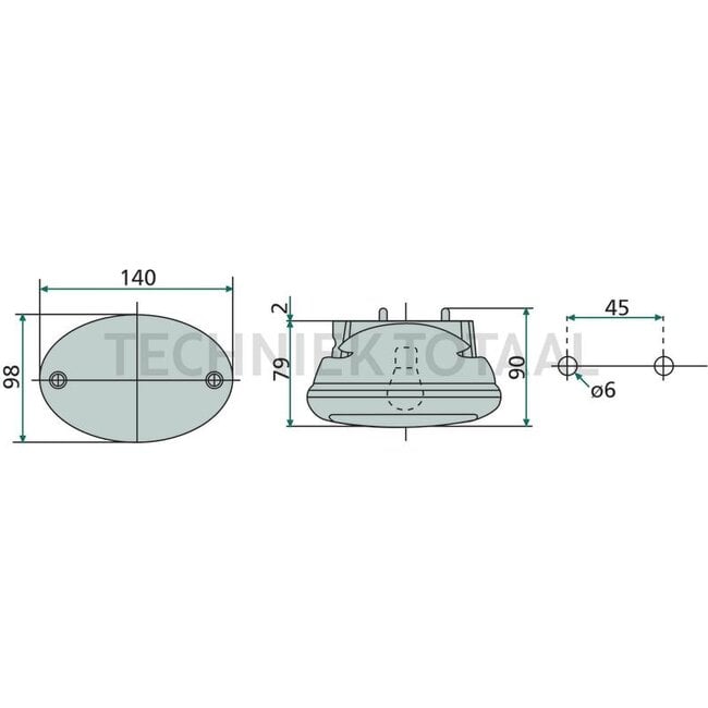Cobo Indicator left / right oval 140 x 98 x 79 mm, 950 mm cable | 1010930