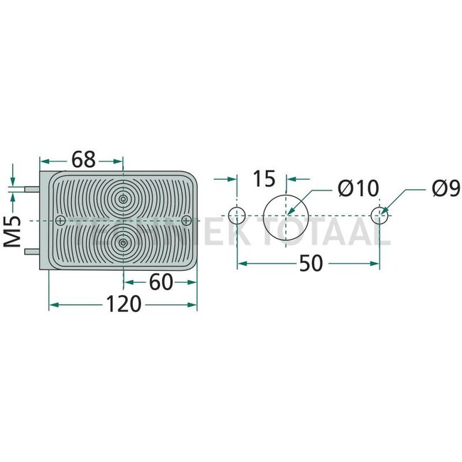 Cobo Flashing position light rectangular left, with socket | 1011521