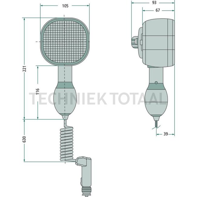 Cobo Hand-Arbeitsscheinwerfer H3, 12 / 24 V, 55 / 70 W, 105 x 105 x 91 mm, Kabel 630 mm | 1015852