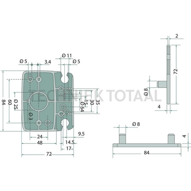 Cobo Holder position light horizontal mounting, right fastening 0° | 1029732