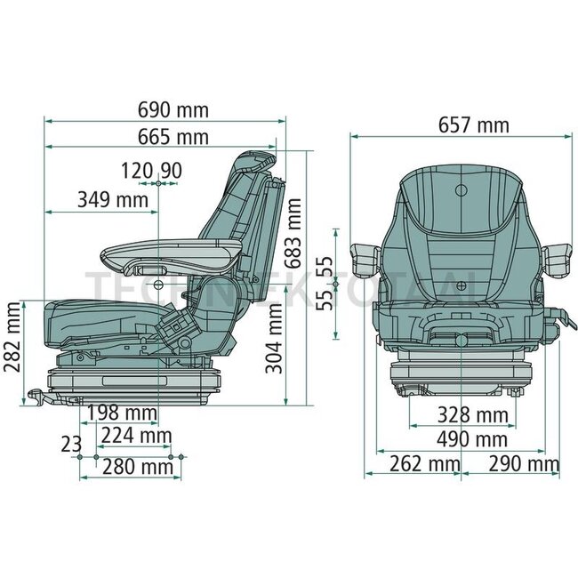 GRAMMER Heftruckzitting Primo Evolution luchtgeveerd 12 V, 550 mm, stof | 1292329