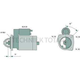 BOSCH Startmotor 24 V / 4,0 kW, 9 tanden, 341 mm Volvo Trucks