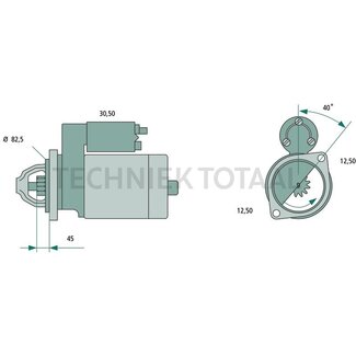 BOSCH Anlasser 12 V, 1,7 kW, 9 Zähne, Flansch Ø 82,5 mm