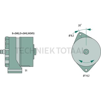 BOSCH Dynamo 28 V, 55 A, 169 mm, zonder poelie Volvo CE / BM EW200