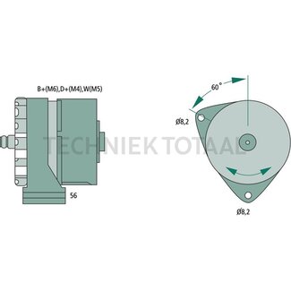 BOSCH Dynamo 28 V, 35 A, 162 mm, zonder poelie ABG Titan 350, 360