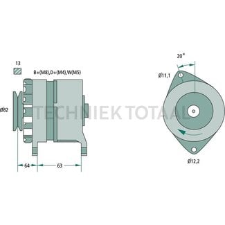BOSCH Alternator 28 V, 55 A, 169 mm, pulley Ø 82 mm