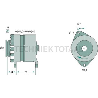 BOSCH Dynamo 28 V, 55 A, 169 mm, poelie Ø 82 mm