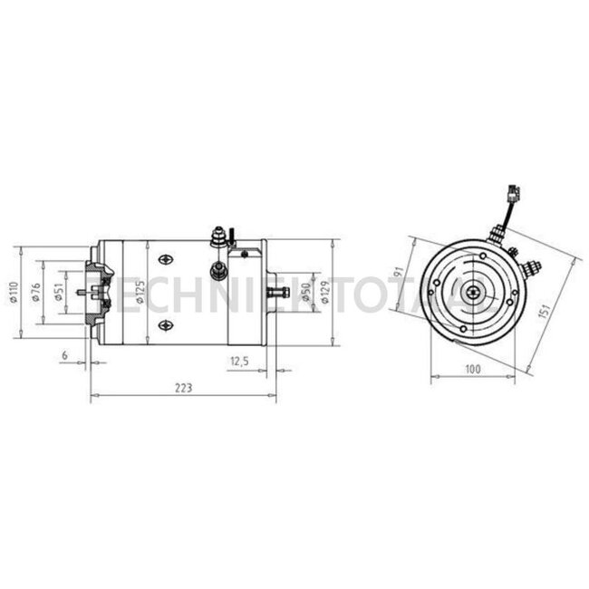 MAHLE Elektromotor 24 V, 3,0 kW, 2.600 omw/min, 223 mm, Ø 129 mm, IP43