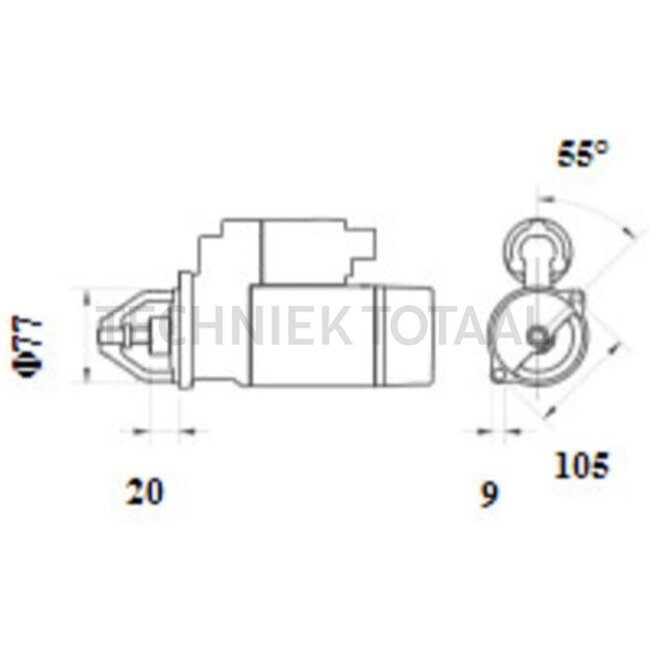 MAHLE Reductiestartmotor 12 V, 0,8 kW, 9 tanden, montage Ø 77 mm Kubota B 21 | 6A100-31150, MS1168