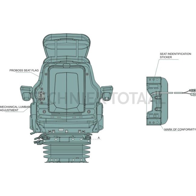 PROBOSS Zitting luchtgeveerd AS3510 510 mm, 12 V, verwarming John Deere