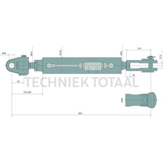 GRANIT Hydraulische Hubstrebe Gabelkopf / Gabelkopf, 800 mm, Ø 102 mm