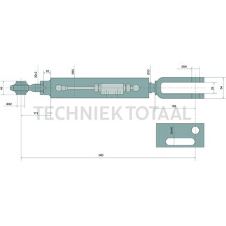 GRANIT Hydraulische Hubstrebe clevis / ball joint, 680 mm, Ø 80 mm Fendt