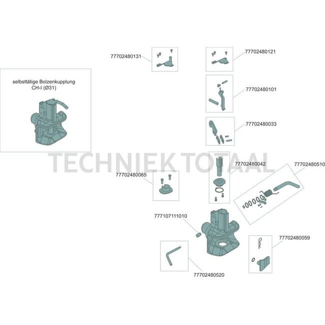 Scharmüller Penkoppeling 32 mm, railbreedte 390 mm, koppelingspen 31 mm | 07.3901.50-A02