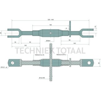 GRANIT Stabilizer adjustable 325 - 440 mm, 22 x 2,5 mm, yoke 2-zijdig