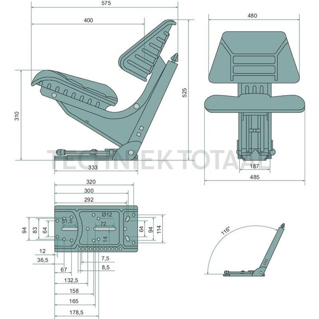 GRANIT Seat mechanical suspension, PVC yellow, width 485 mm John Deere | AL56097