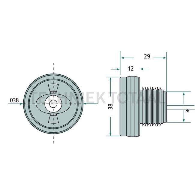 ASPÖCK Monopoint II LED positielamp rood rond 12 / 24 V, kabel 3500 mm